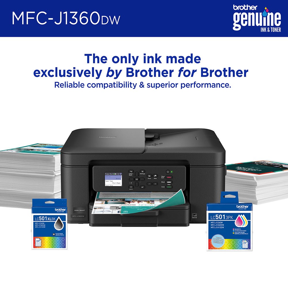 Brother Work Smart 1360 Wireless Color Inkjet All-in-One Printer – Open Box