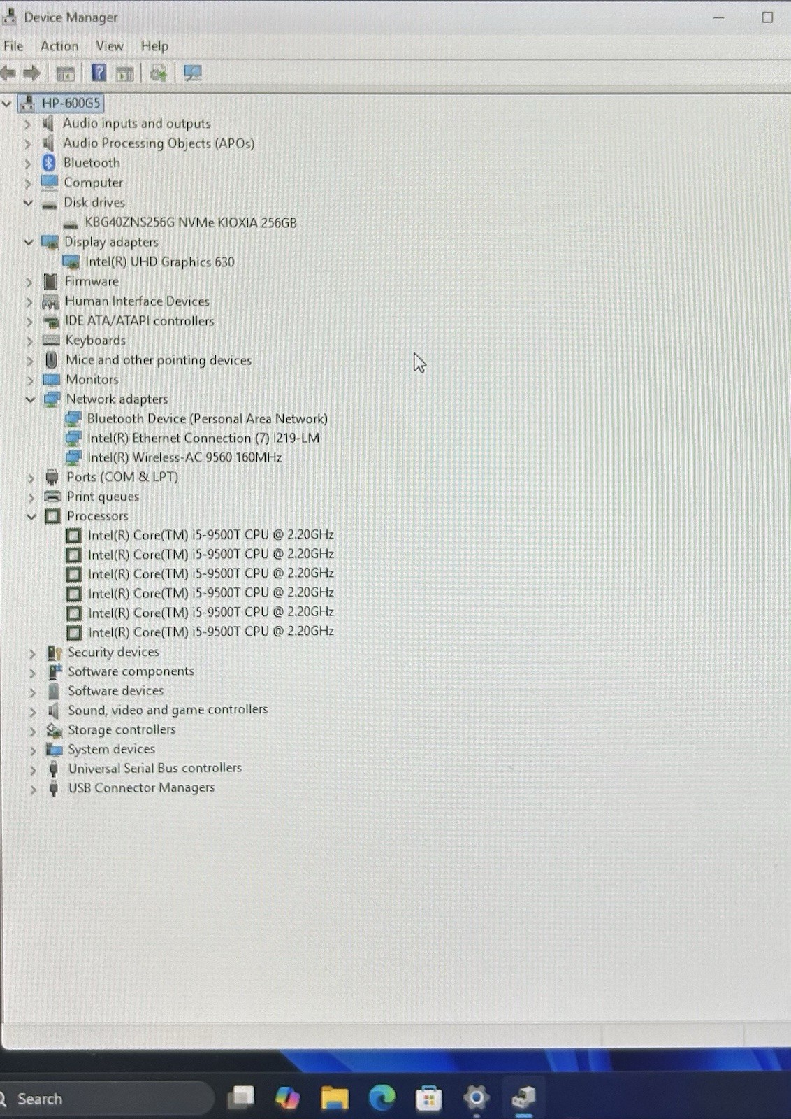 HP ProDesk 600 G5 Mini Core i5-9500T 2.2GHz 16GB RAM 256GB Nvme WiFi Win 11 AC