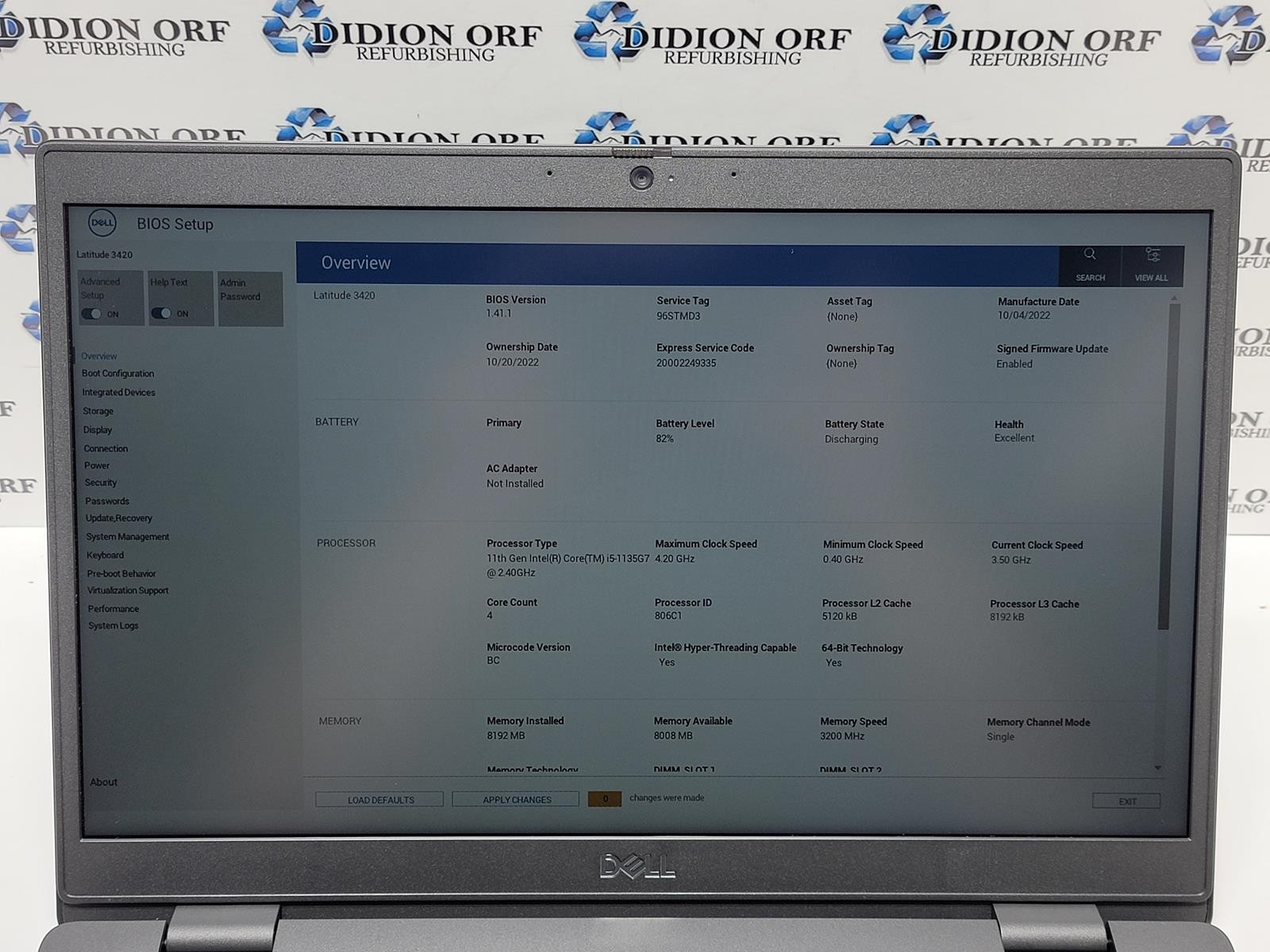 DELL LATITUDE 3420 i5 1135G7 2.40GHz 8 GB RAM 256 GB SSD NO OS SKU 25383