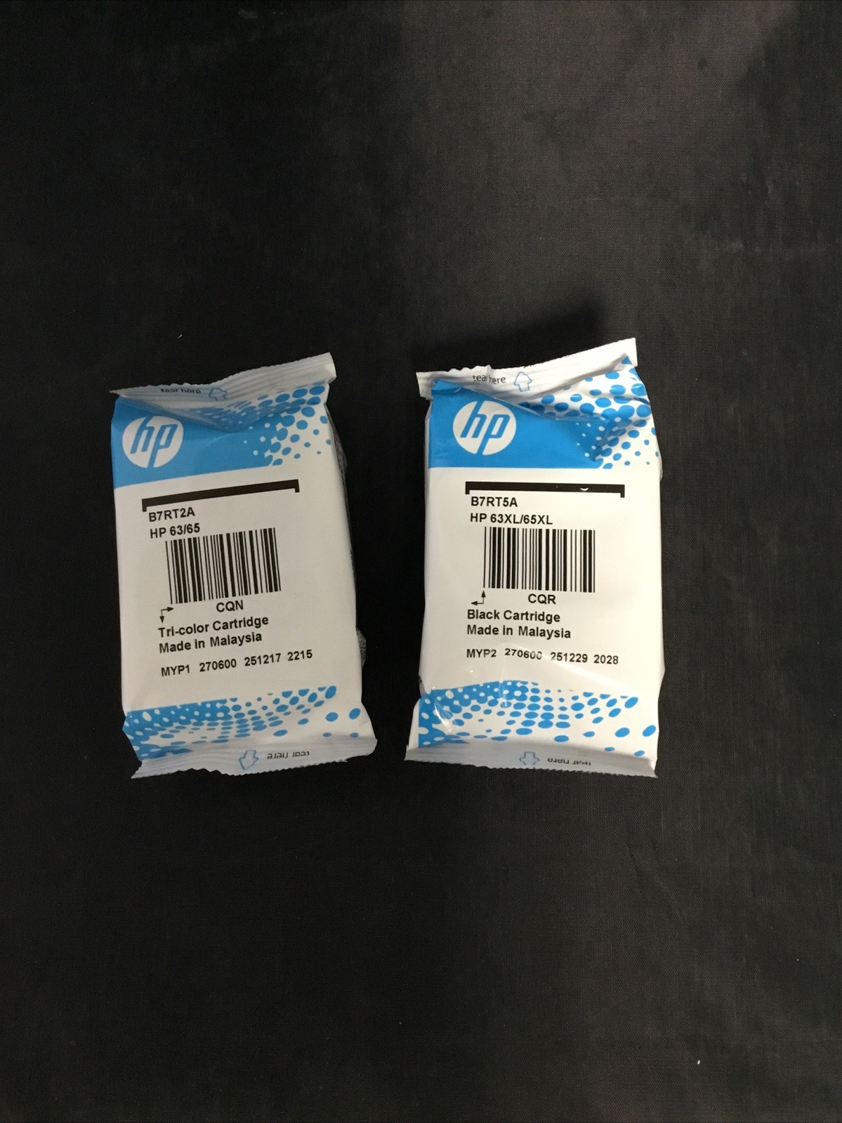 HP 63XL/65 XL Black & 63/65 Tri-Color Ink Cartridges (B87FDAN) Expires 12-2027