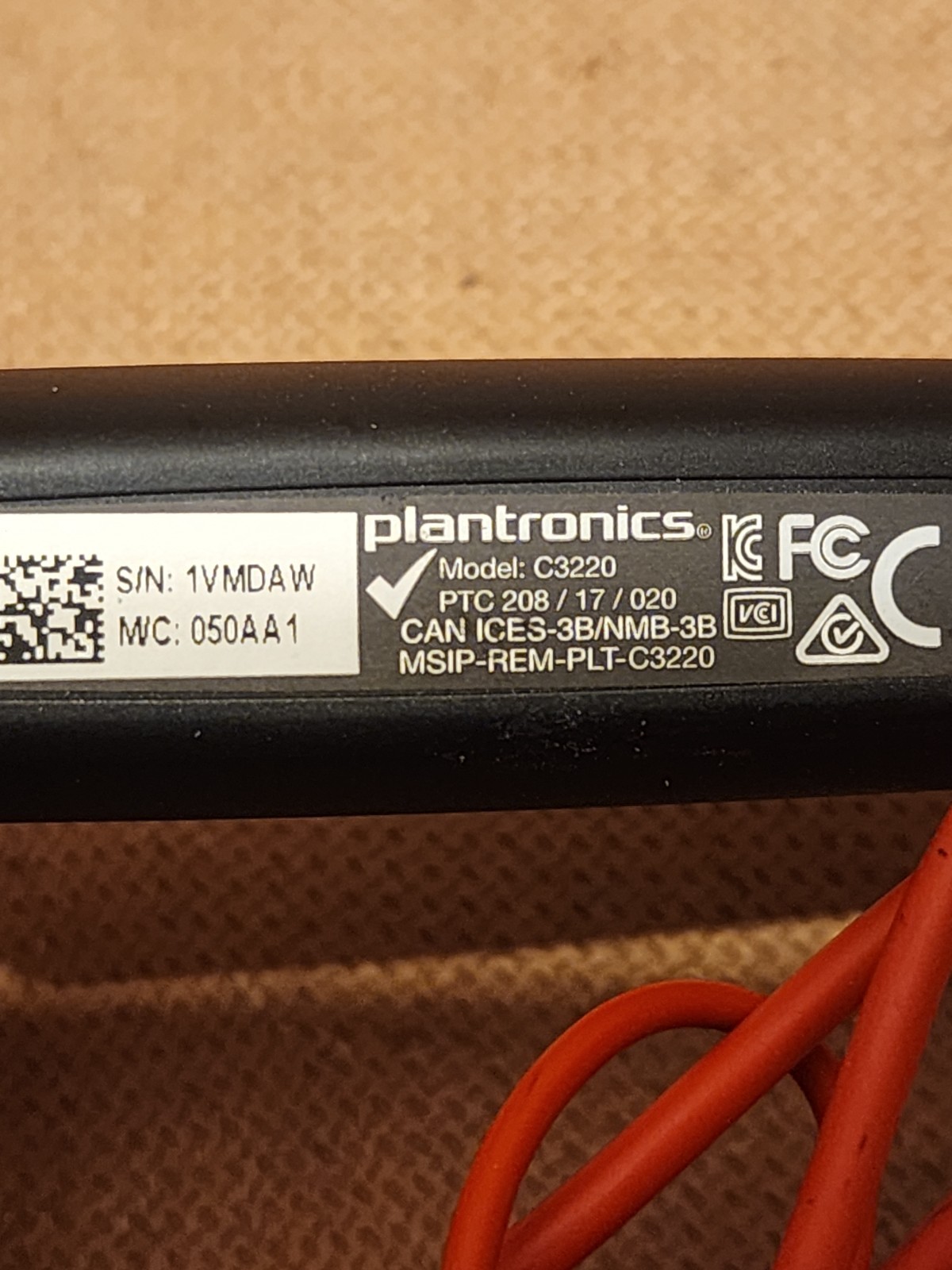 Plantronics Blackwire C3220 USB Headset Over-the-Ear Noise Canceling w/ Controls
