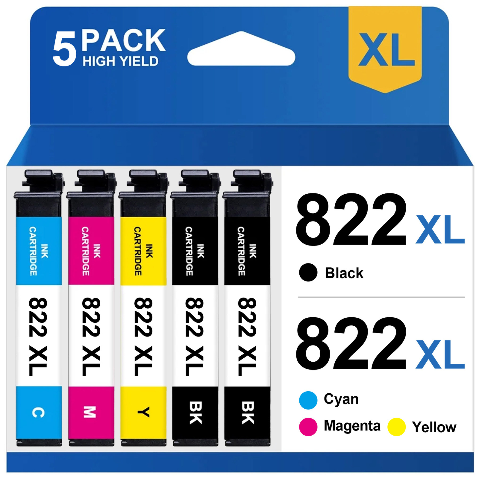 5PK 822XL 822 XL Ink Cartridges For Epson WF 3820 WF 4833 WF 4820 WF 4834 WF4830
