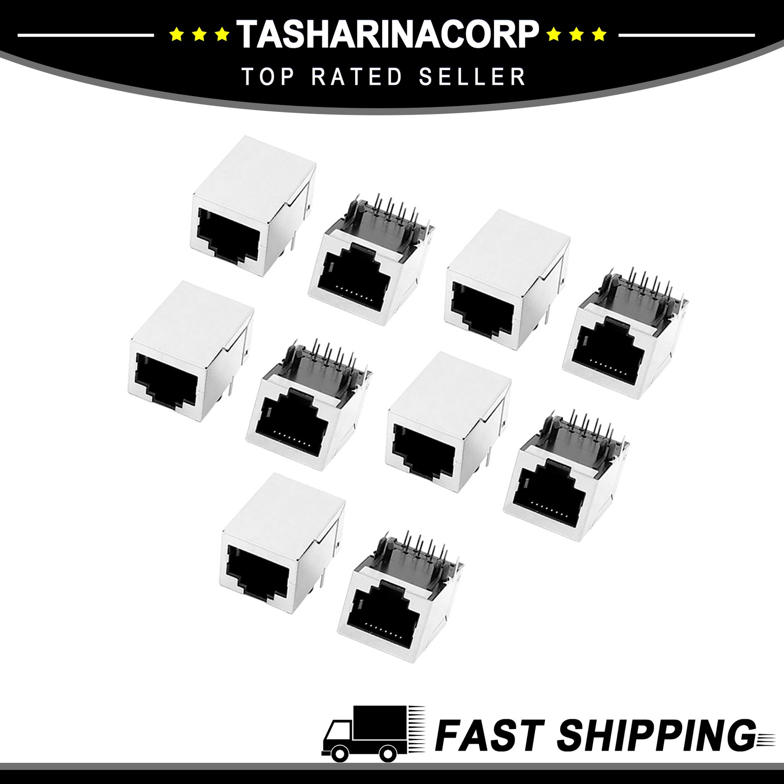 RJ45 Modular Jack 8P8C PCB Mount Socket Network Connectors Coupler