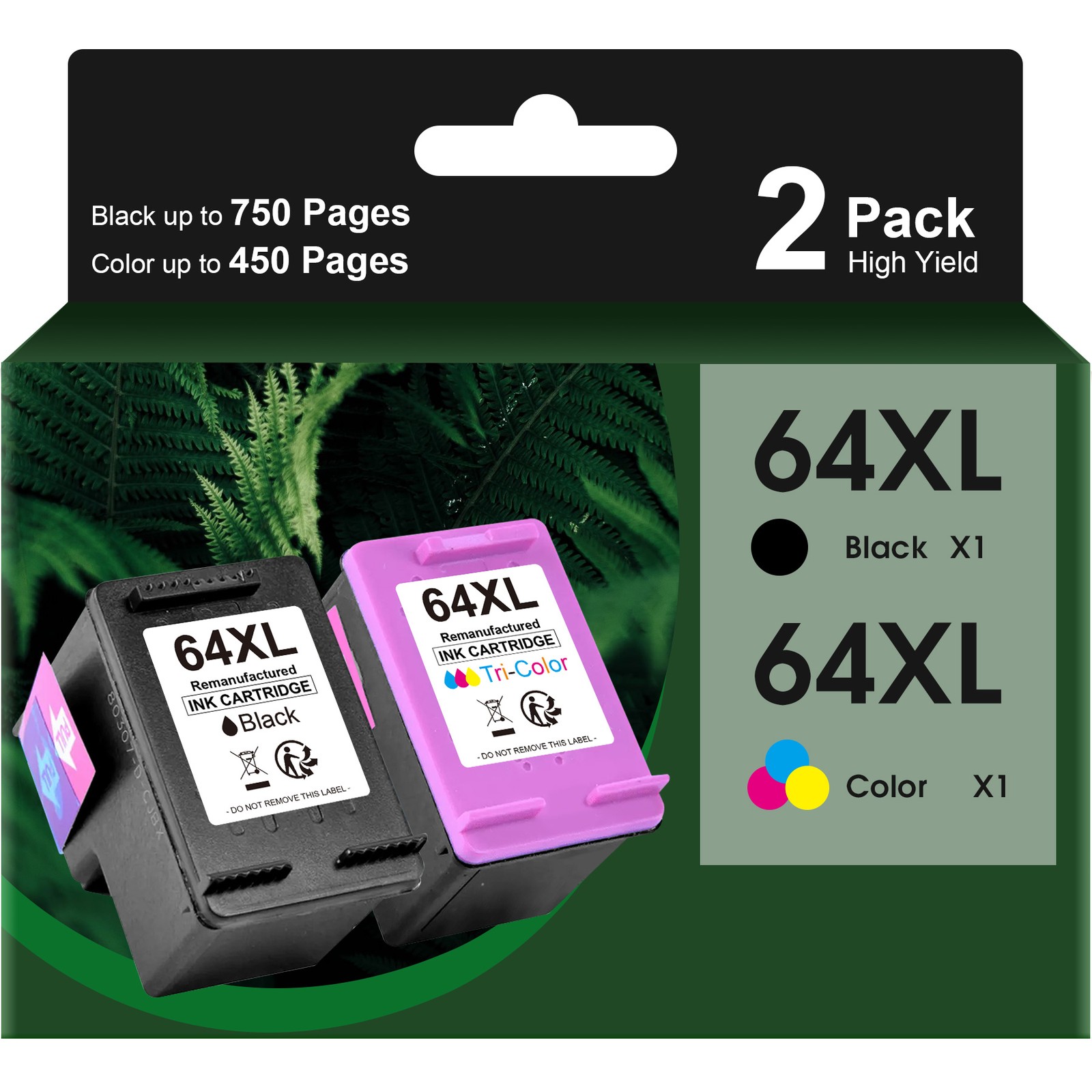 2 Pack 64XL Black Color Ink for HP Envy 6252 6255 6258 7858 7864 6220 6230 6232