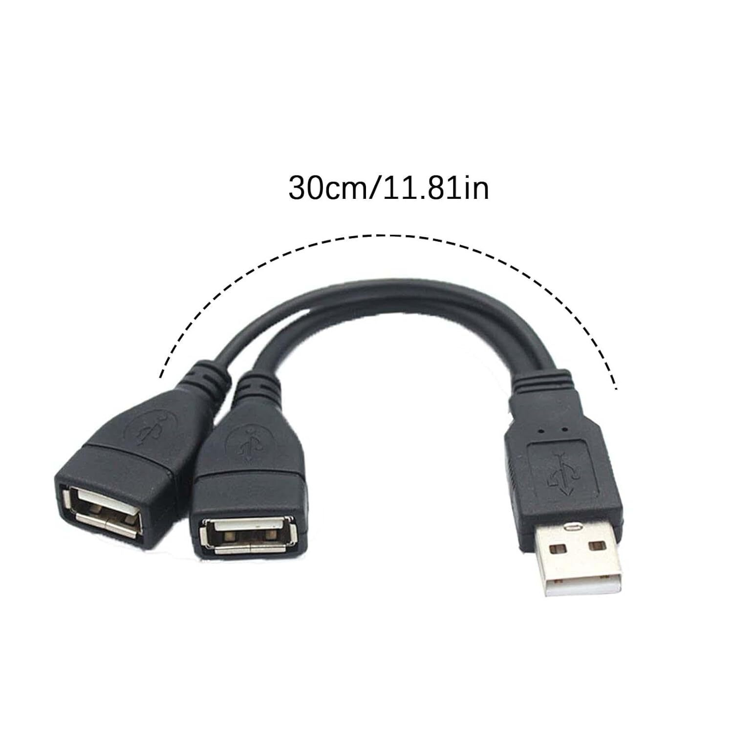 USB 2.0 A Male To 2 Dual USB Female Jack Y Splitter Hub Power Cord Adapter Cable