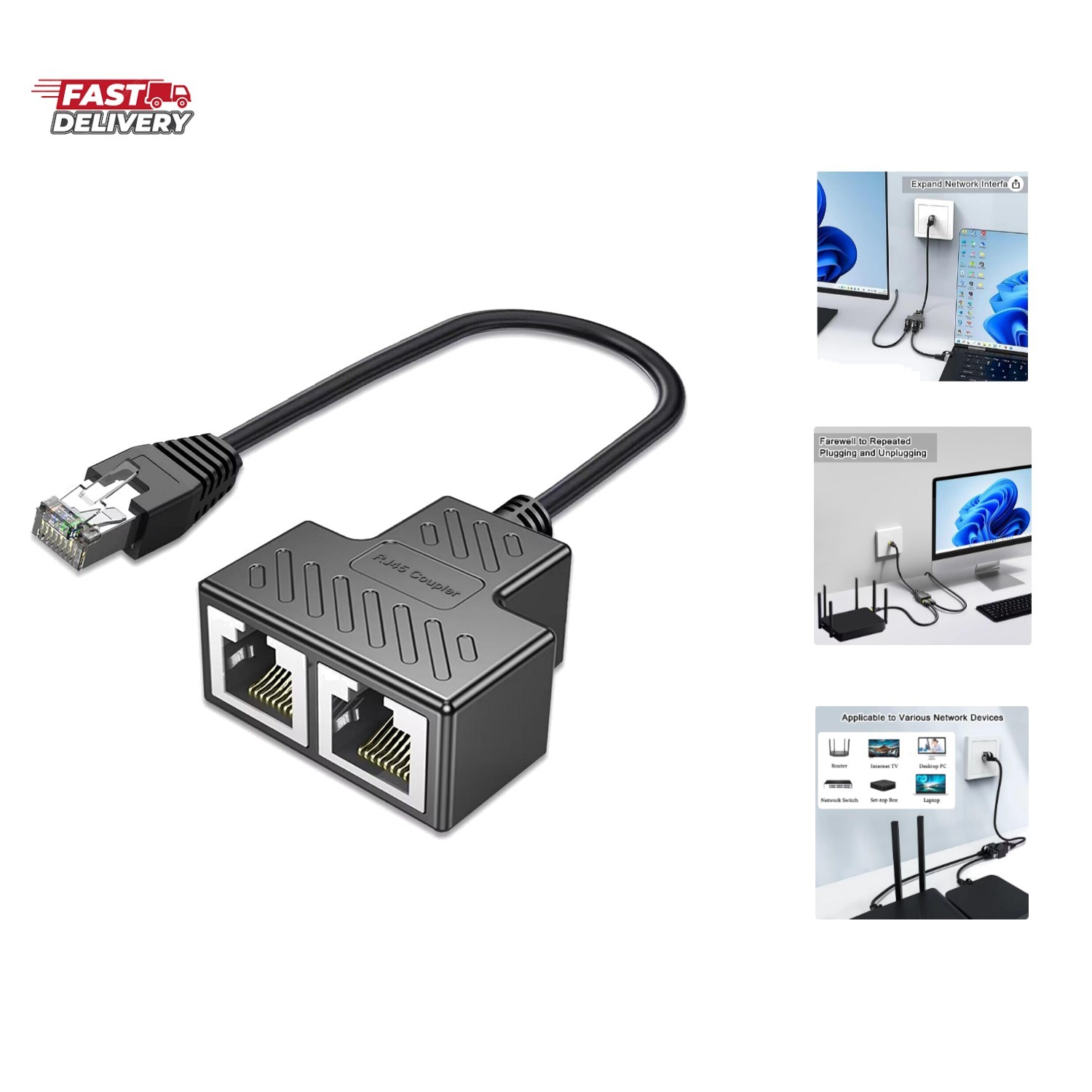 Ethernet Splitter 1 to 2, RJ45 Network Splitter Starlink Ethernet Adapter, LA…