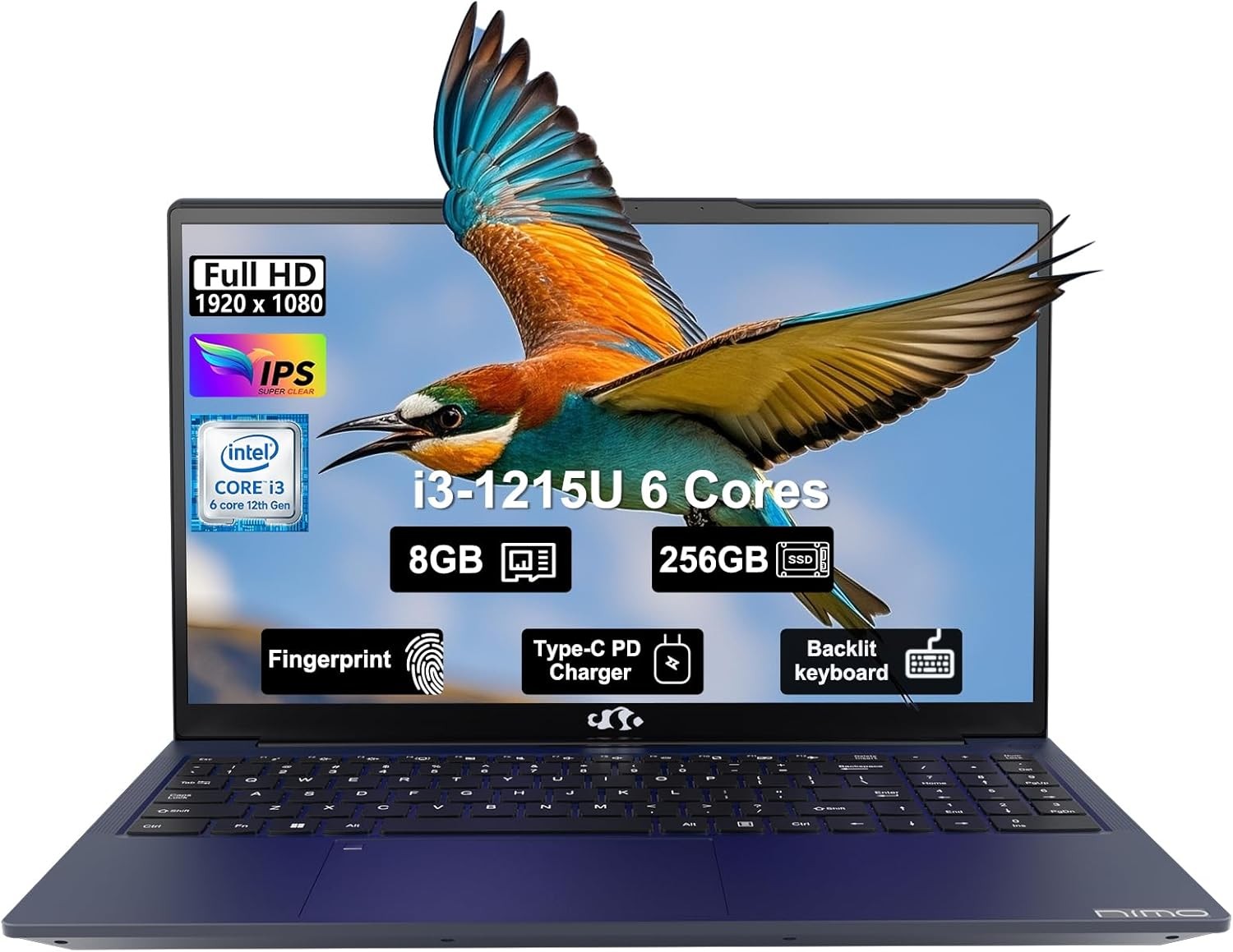 NIMO 15.6″ IPS FHD Business Laptop, Intel 6 Core i3-1215U 8GB RAM 256GB SSD