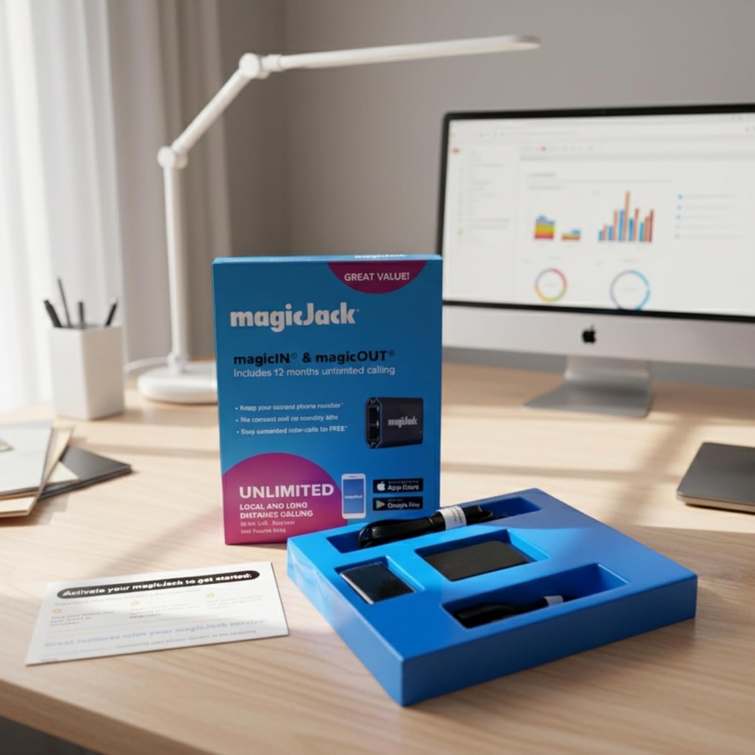magicJack VOIP Adapter – Unlimited US & Canada Calls No Monthly Fees