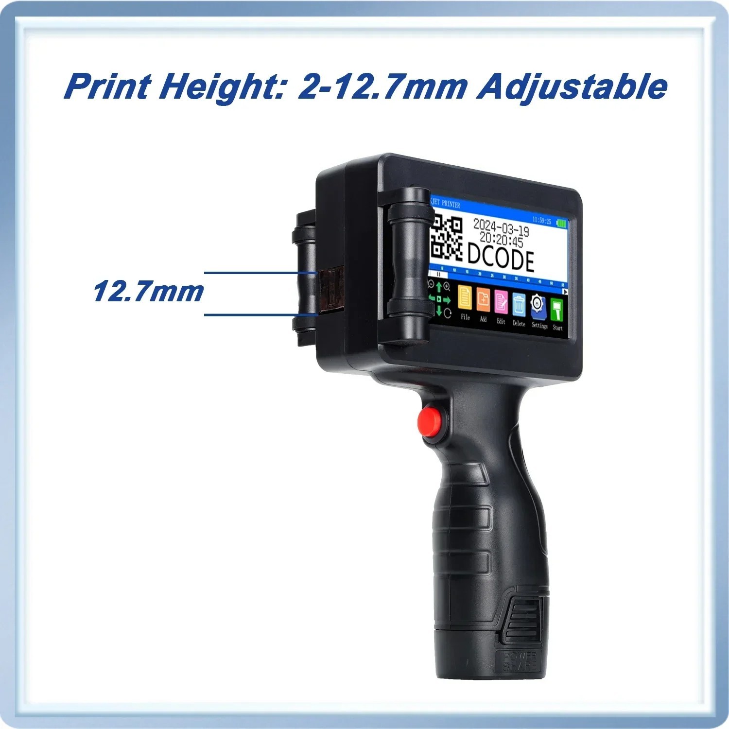 DCODE 1755PLUS 12.7mm Portable Handheld Inkjet Printer Text QR Barcode Machine