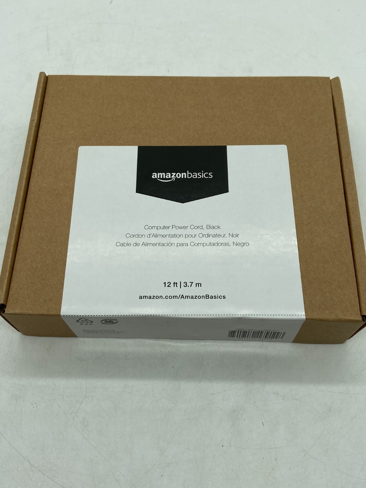 Lot of 2 Amazon Basics Computer Power Cord Black 12ft Free Shipping