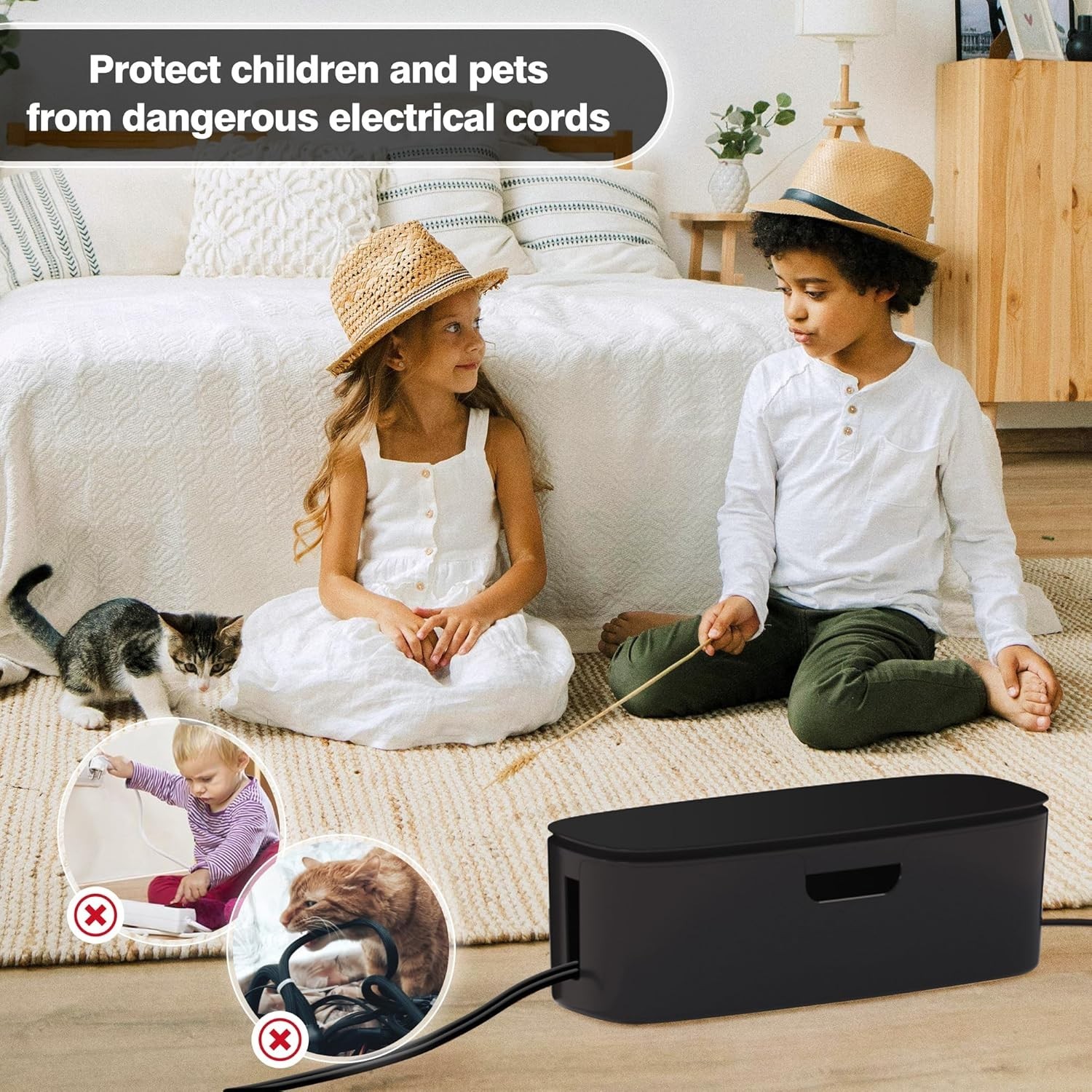 Durable ABS Cord Organizer Box – Efficient Baby-Proof Design for Home/Office