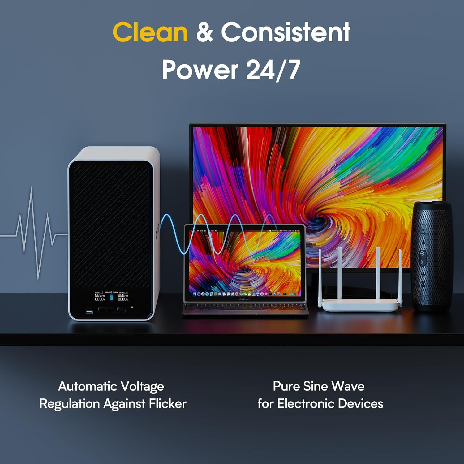 1500VA/1000W Lithium UPS Battery Backup and Surge Protector, Backup Battery Powe
