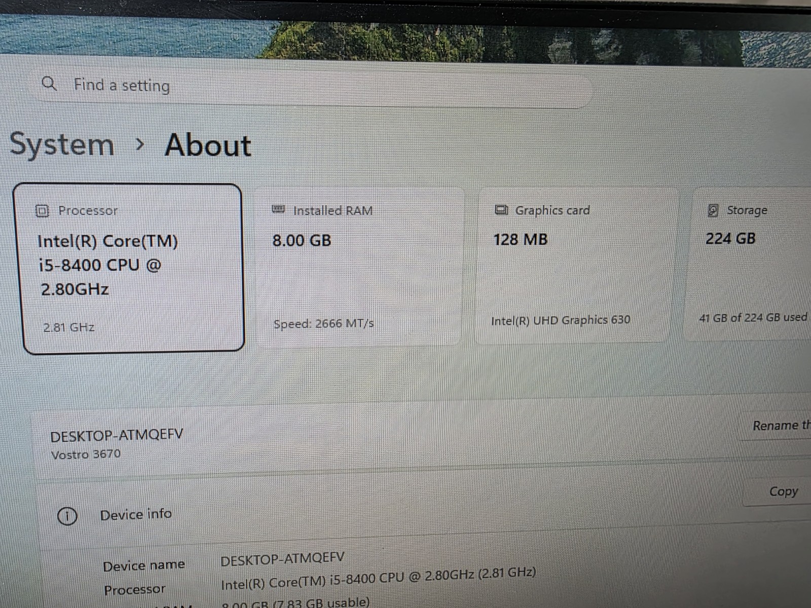 Dell Vostro 3670 Core i5-8400 2.8GHz 8GB RAM 256GB SSD Win11P