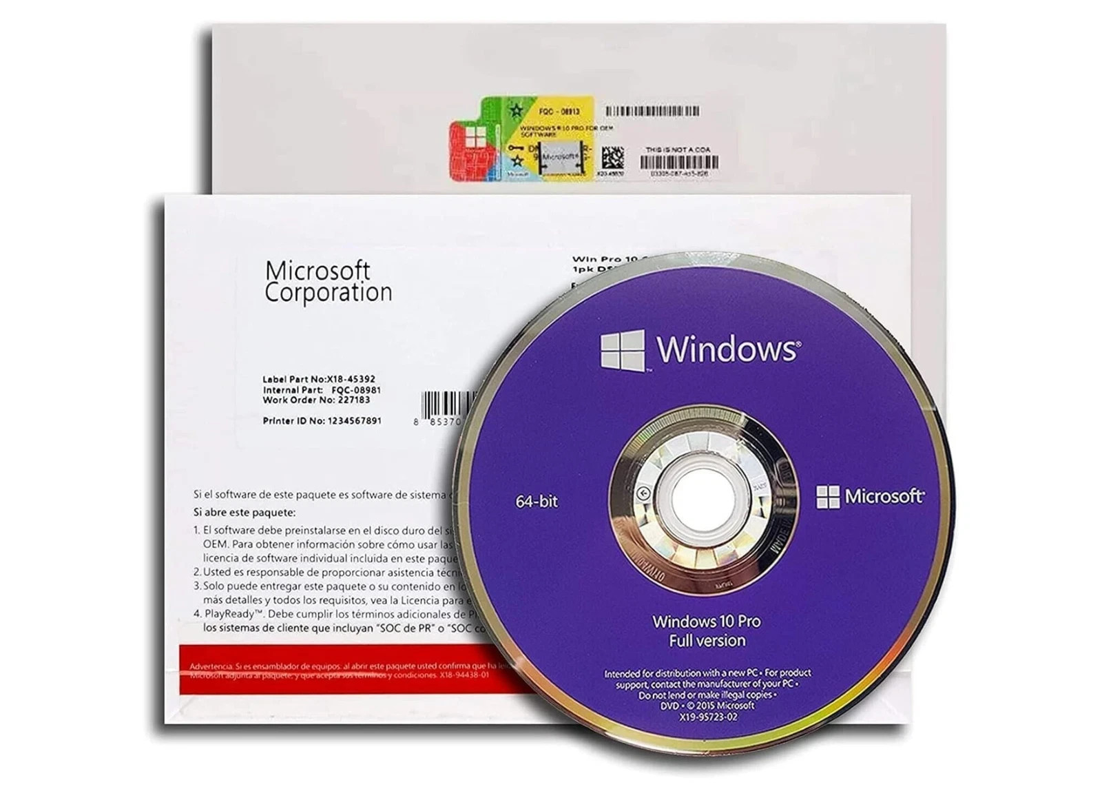 Windows 10 Pro 64 bit DVD with Product Key Local Seller | Free Shipping