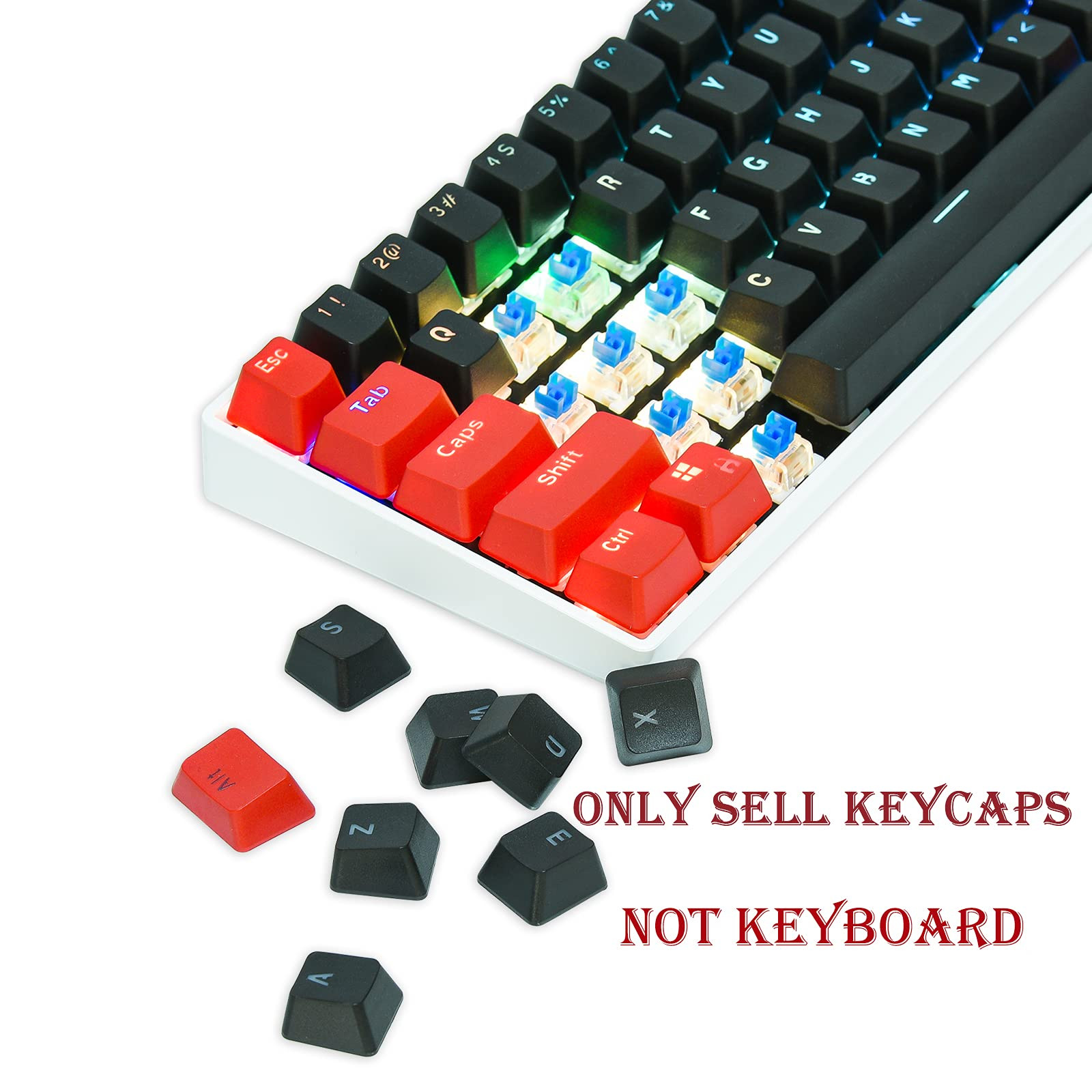PBT Keycaps Red and Black Keycaps 60 Percent, OEM Profile Custom keycaps Set,…
