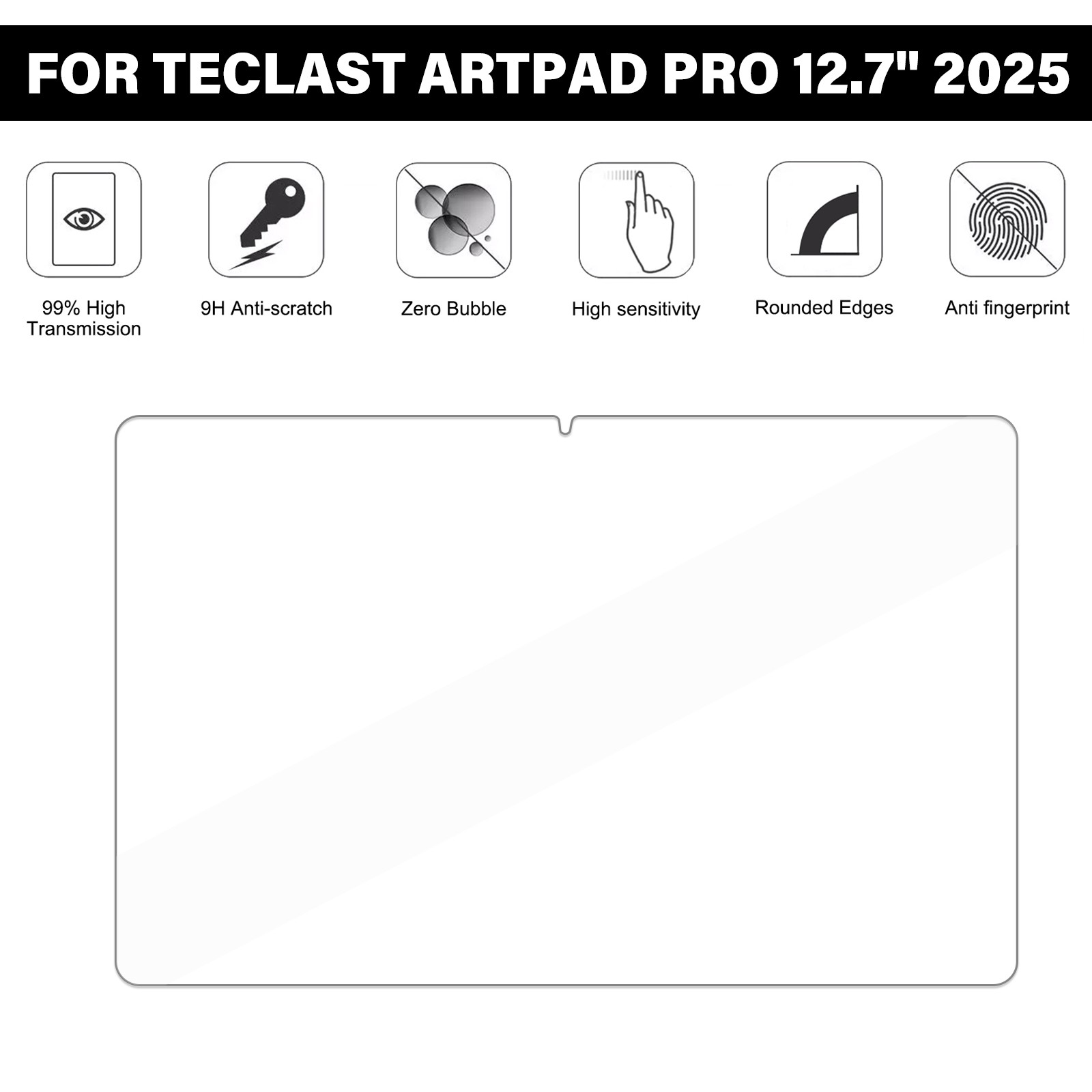 1/2 Pack Tempered Glass Film Screen Protector For Teclast Artpad Pro 12.7″ 2025
