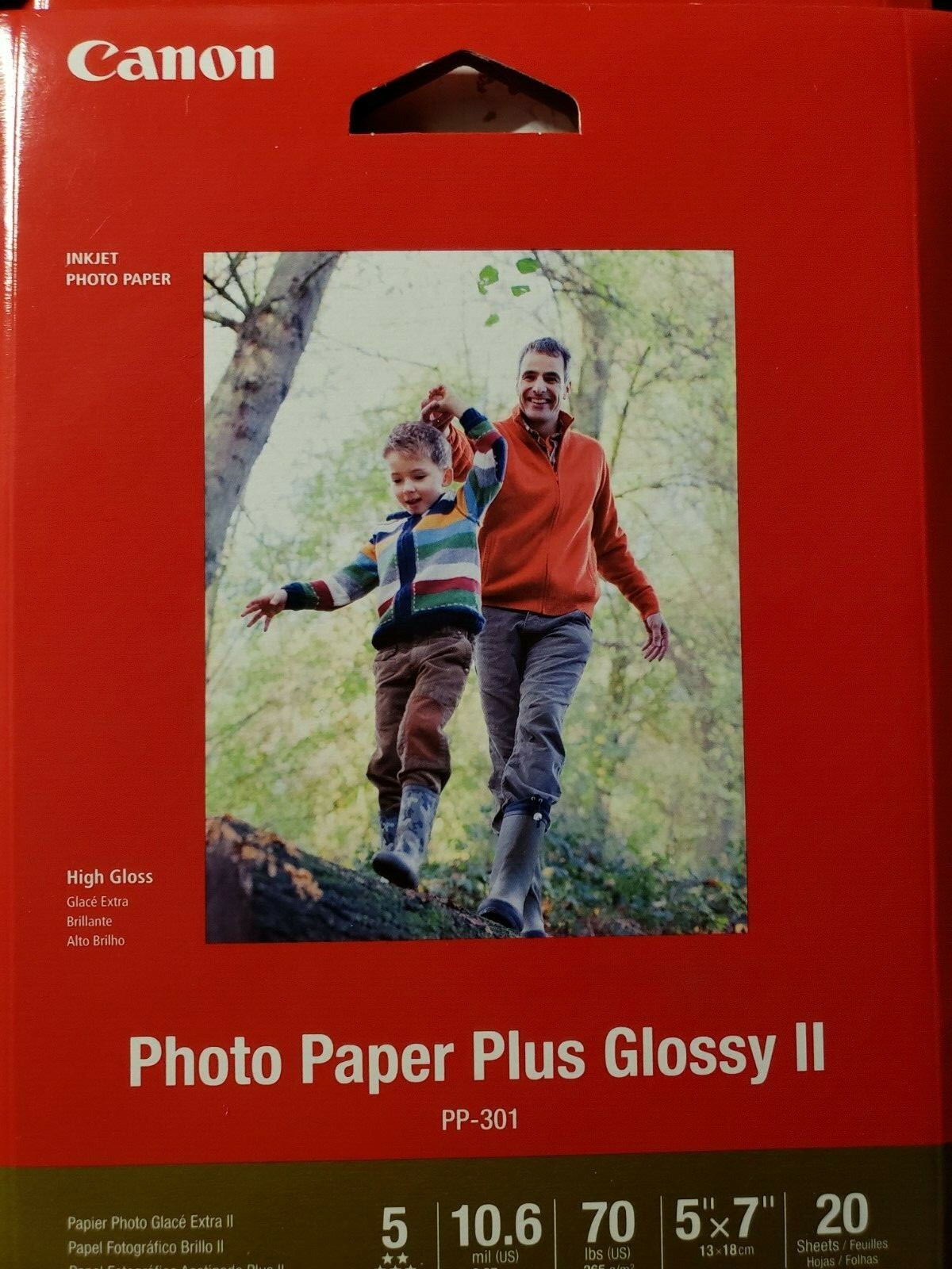 Canon Photo Paper Plus Glossy II 5″ x 7″ 20 Sheets 10.6 mil PP-301 New Sealed