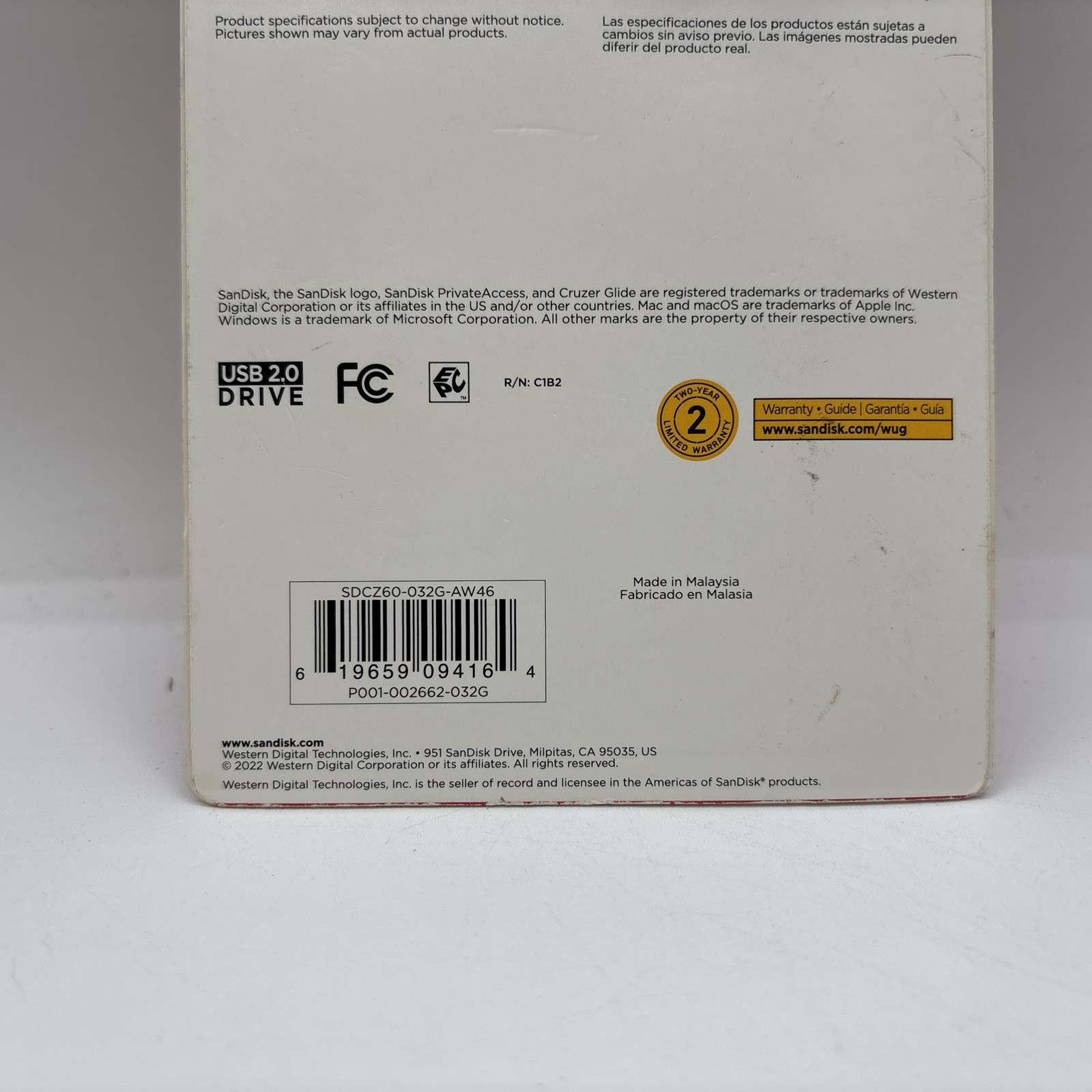 Sandisk Cruzer Glide. USB 2.0 FlSh Drive. 32 GB ( SDCZ60-032G-AW46) New. Sealed