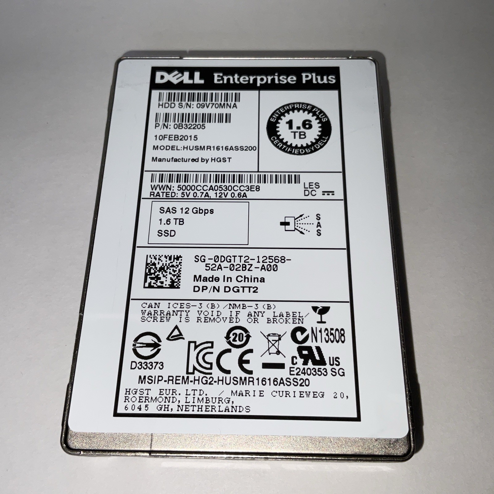 1.6TB DELL Enterprise Plus SSD 98% Or Higher SAS 12Gb/s 2.5″ DGTT2 Drive