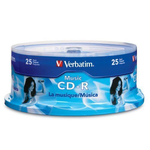 25 VERBATIM Music CD-R 40X Branded Logo 700MB Audio Media Disc Spindle 96155
