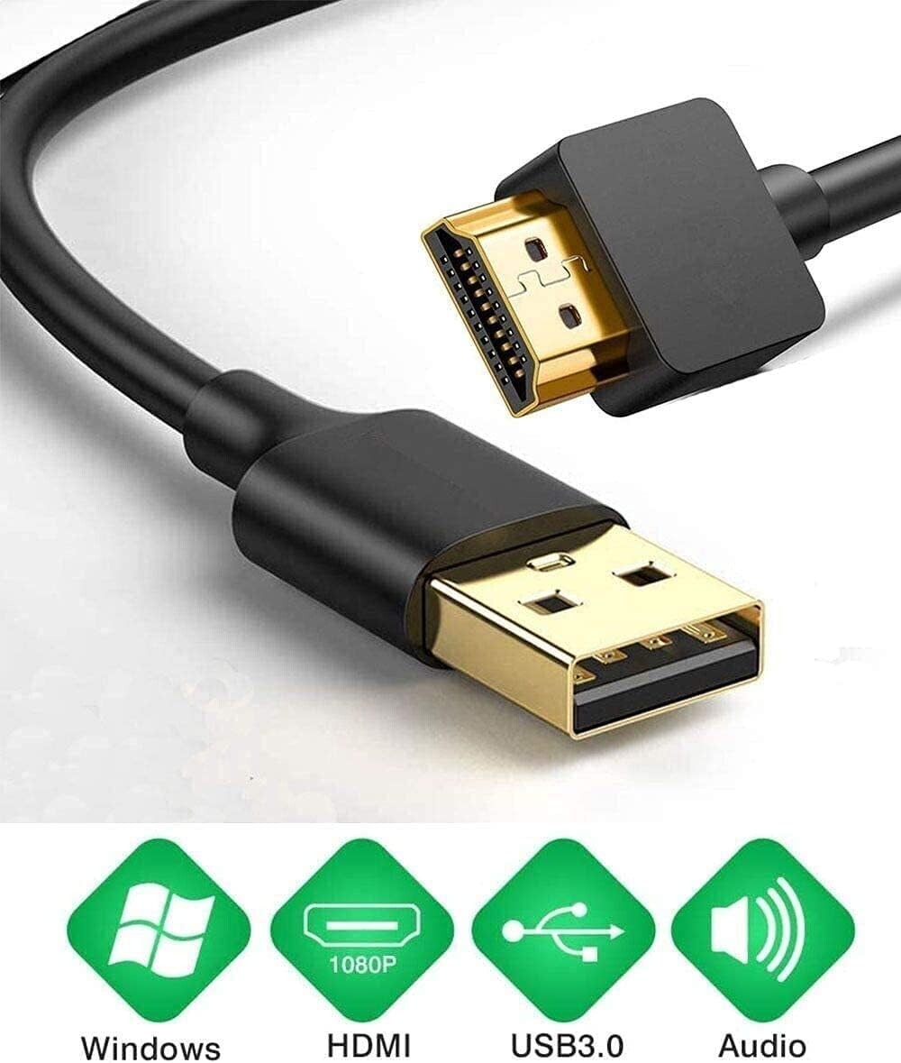 USB 3.0 to HDMI Male Cable – 6.6FT Adapter for Multi-Monitor Setup with Drivers