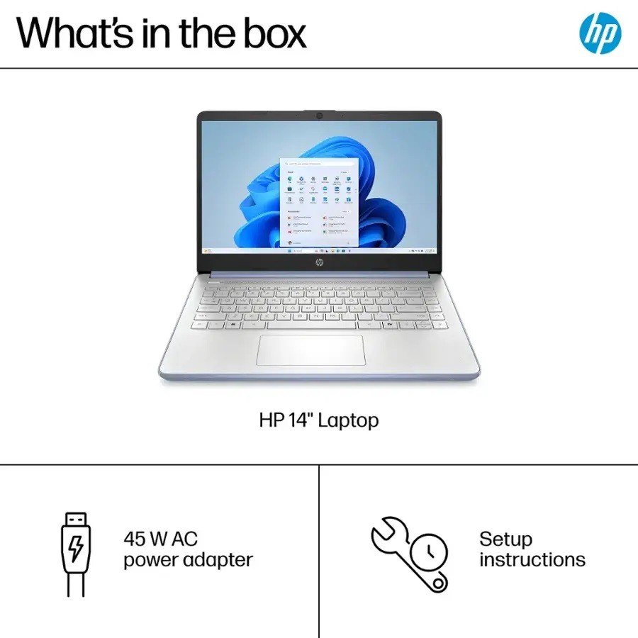 HP 14″ HD Laptop computer 3.6GHz Intel Processor N150 16GB RAM 128eMMC Win11Pro
