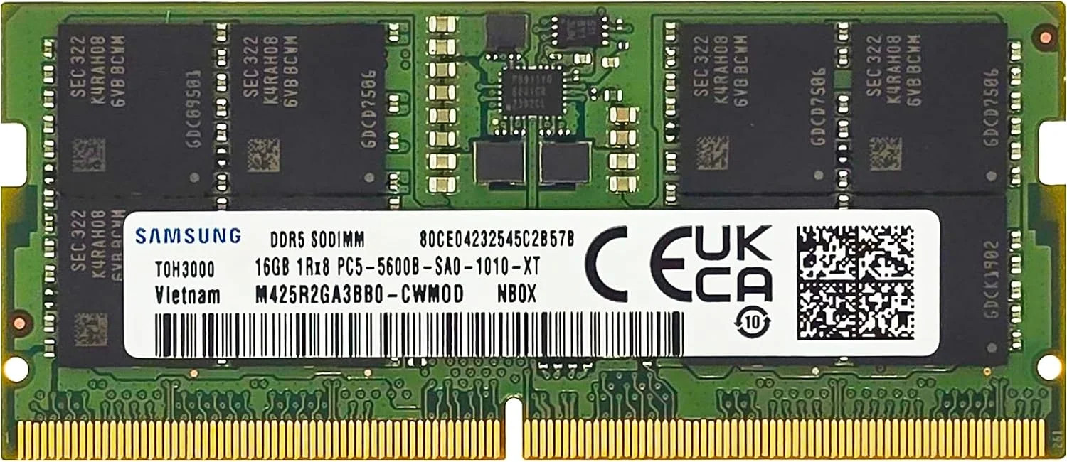 Samsung 16GB DDR5 5600MHz PC5-44800 CL46 SODIMM 1Rx8 Single Rank 1.1V 262-Pin La