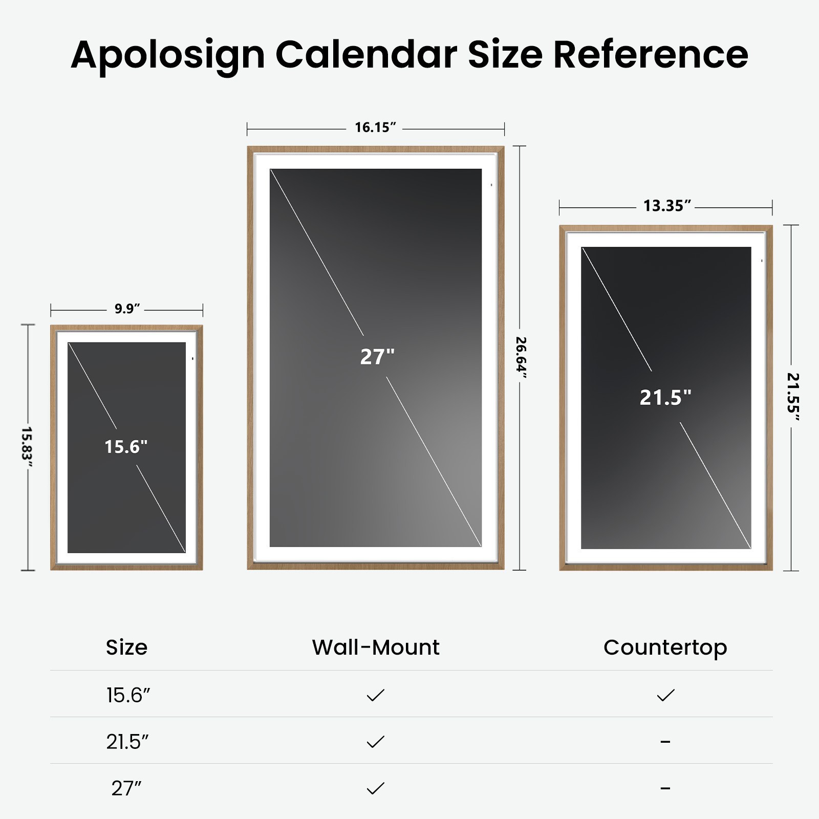 ApoloSign 15.6 inch Digital Calendar Smart Family Wall Planner(Factory Restored)