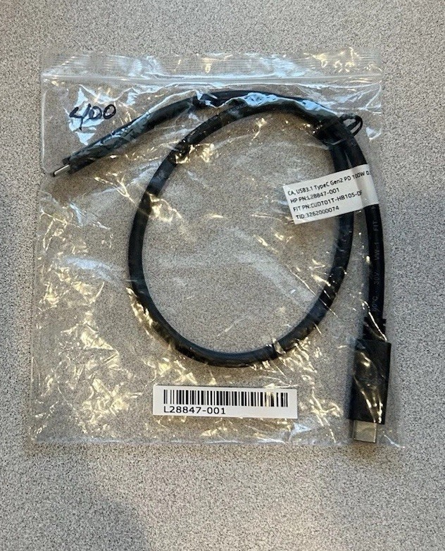 HP USB3.1 Gen2 0.5M USB-C To USB-C 100W Charger Cable L28847-001-NEW
