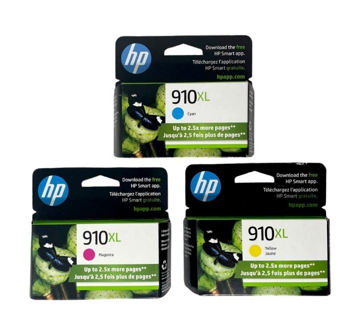 Genuine HP 910XL Ink Cartridges 3-Pack 3YM86BN • Cyan, Magenta & Yellow 2026+