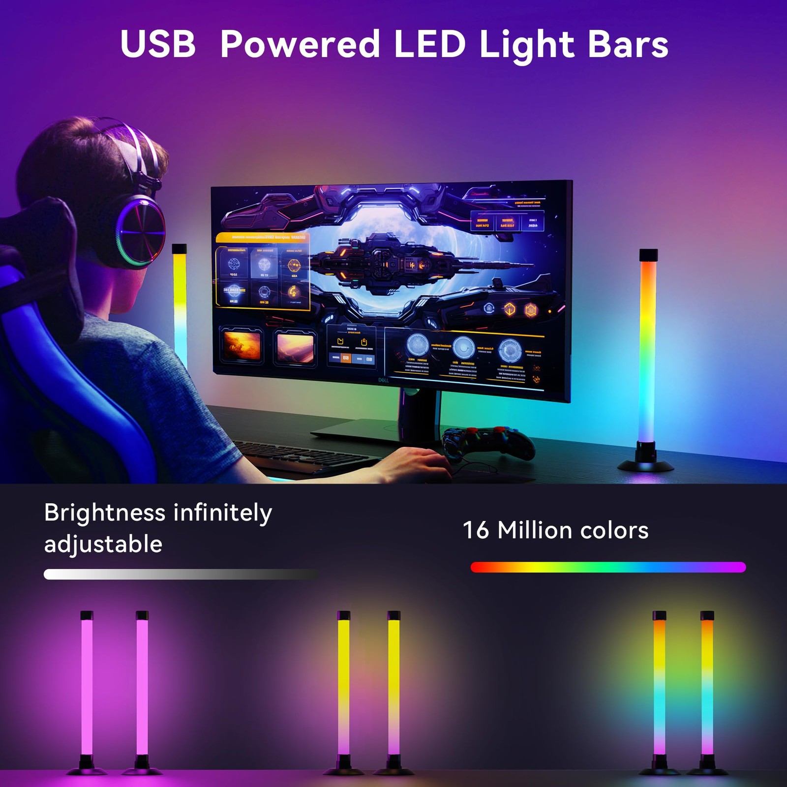 Ledagic Led Light Bar with Music Sync, Color 12.8 inches, White + ‎Black