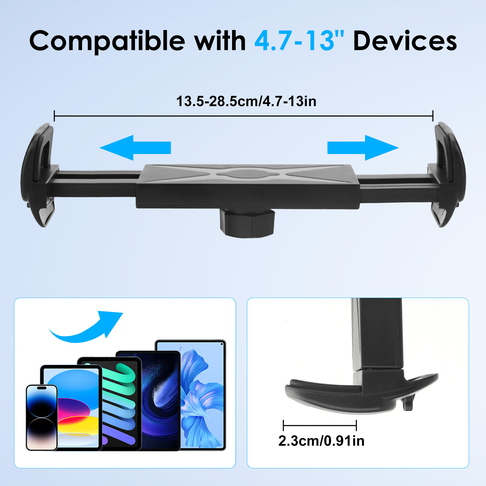 Tablet Phone Holder for 4-13″ Devices Spin Bike Treadmill Gooseneck Mount Clamp