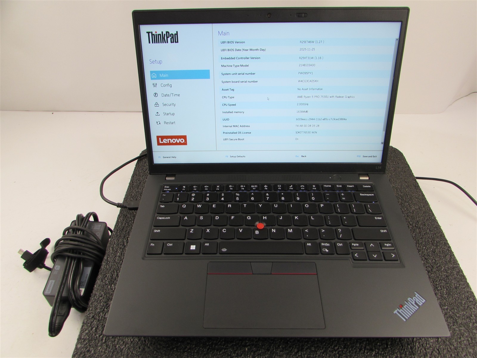 LENOVO THINKPAD L14 (GEN 4) AMD RYZEN 5 PRO 7530U 256GB SSD 16GB RAM WIN 11 PRO