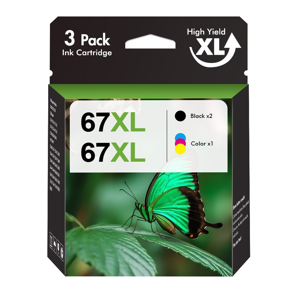 67XL Ink Cartridge Replacement for HP 67 Envy 6000 6055 6400 Deskjet 4155e 2755e