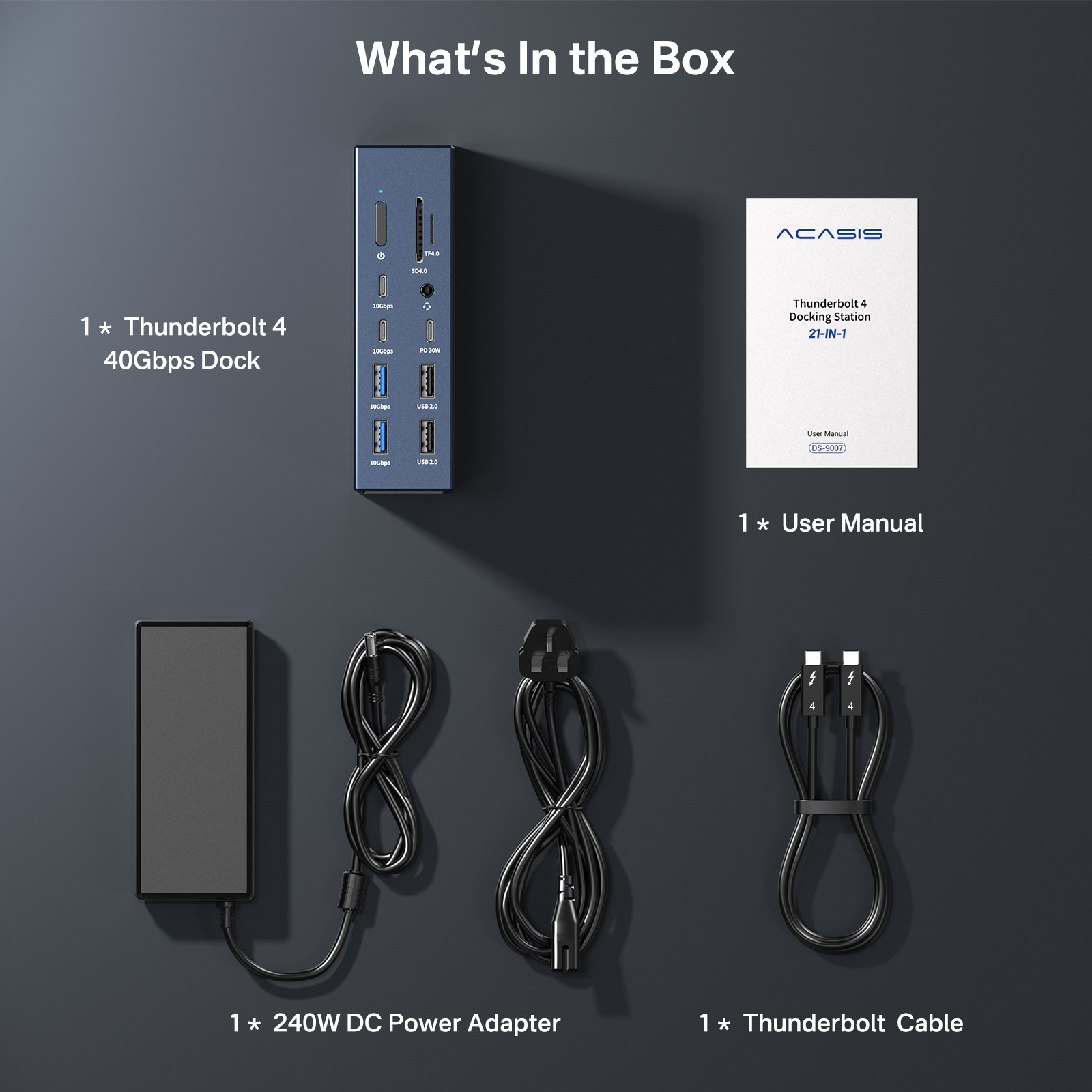 Acasis Thunderbolt 4 Quad Display Dock Docking Station 40Gbps USB C HUB Ethernet