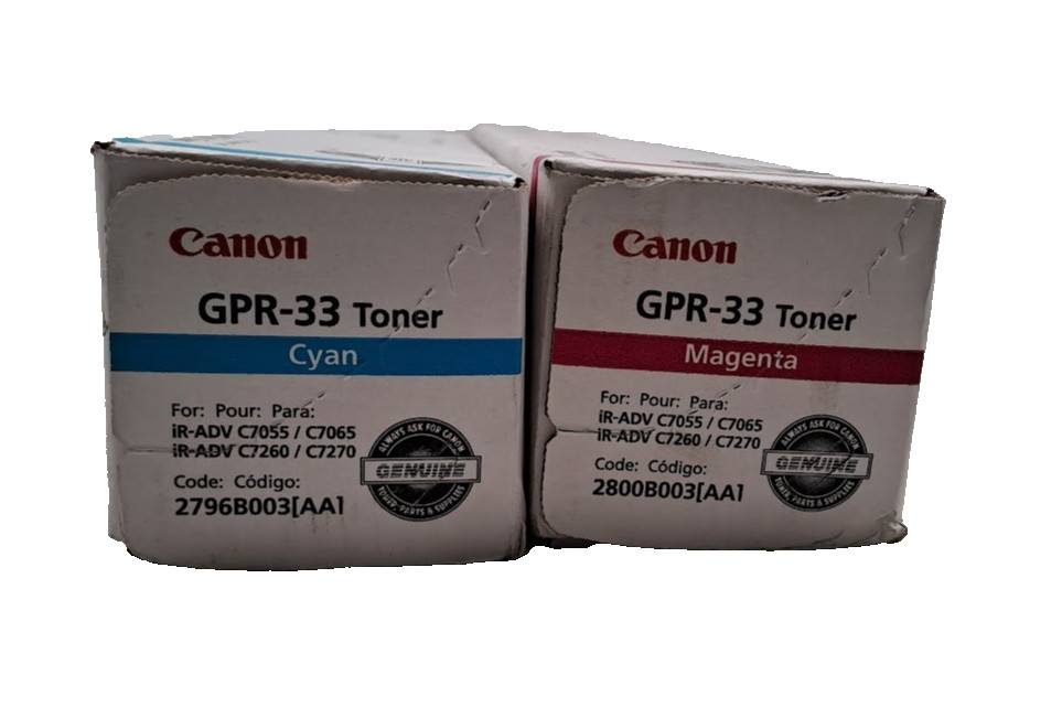 Lot of 2 New Canon GPR-33 Toner Cartridge Magenta, and Cyan