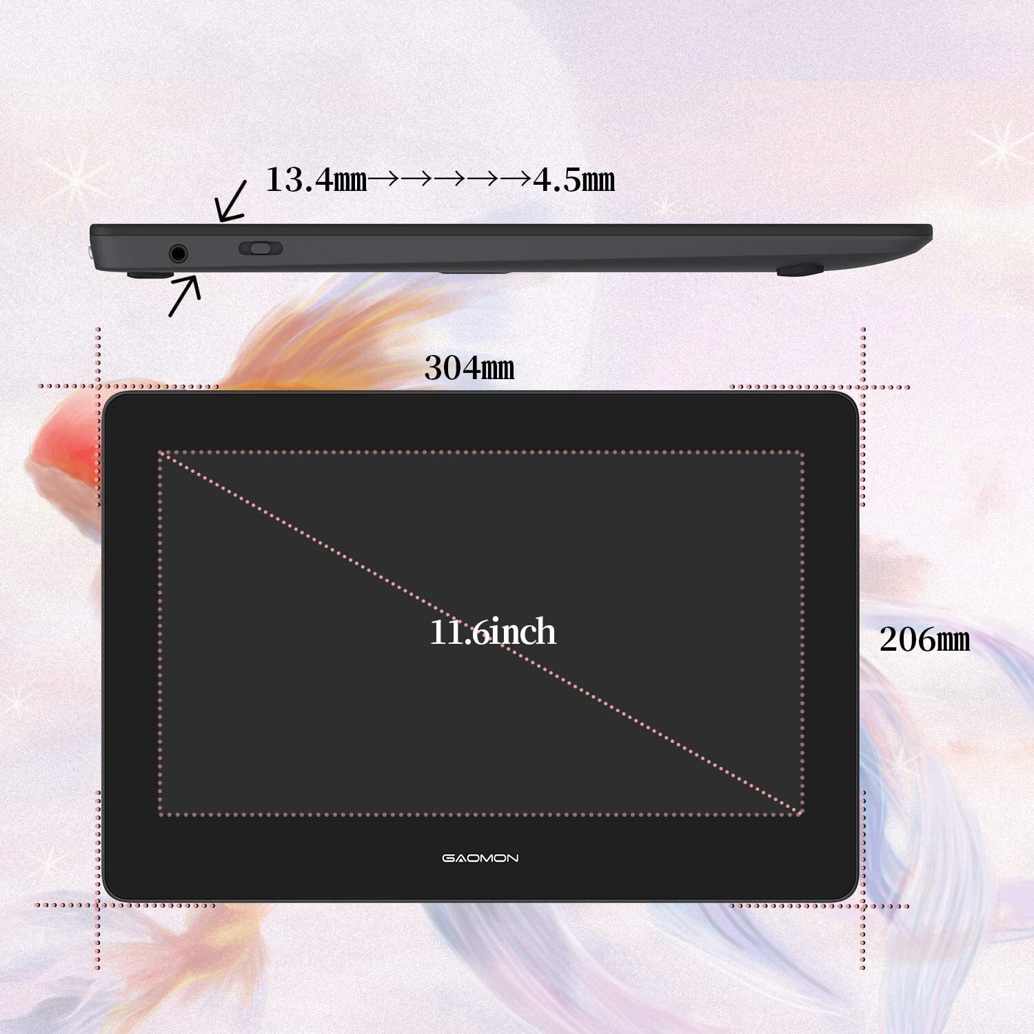 GAOMON PD1220 Drawing Tablet With Screen Full-laminated Battery-free Pen Display