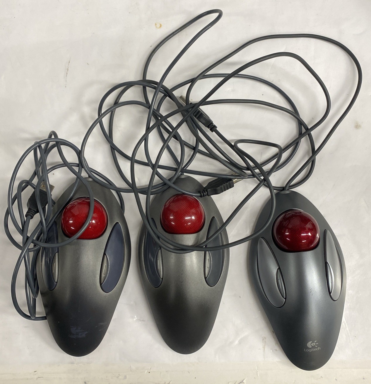 Logitech Trackman Marble T-BC21 Wired Trackball Mouse 4 Buttons Lot of 3