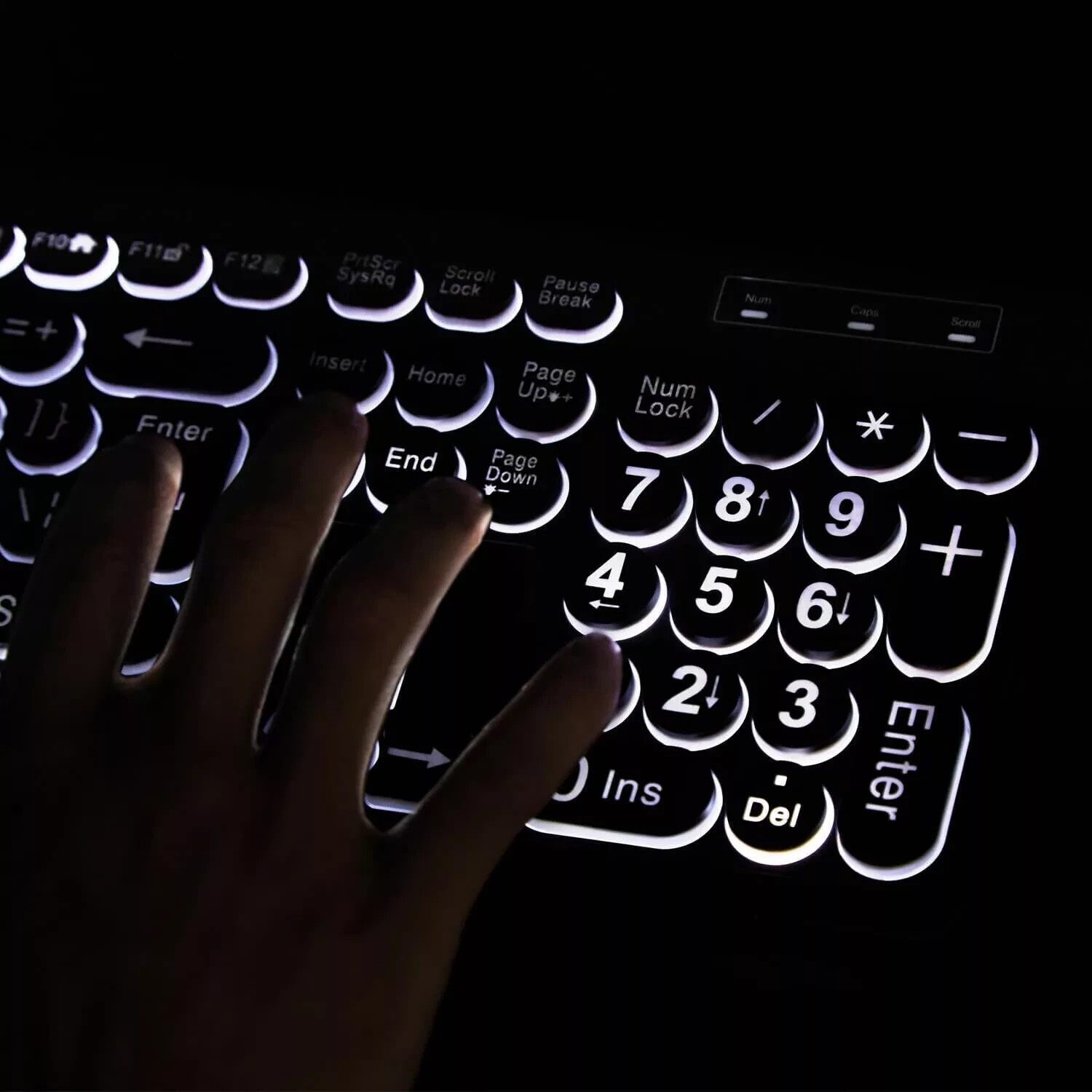 Wired Backlit USB Keyboard – Standard Full Size with White LED
