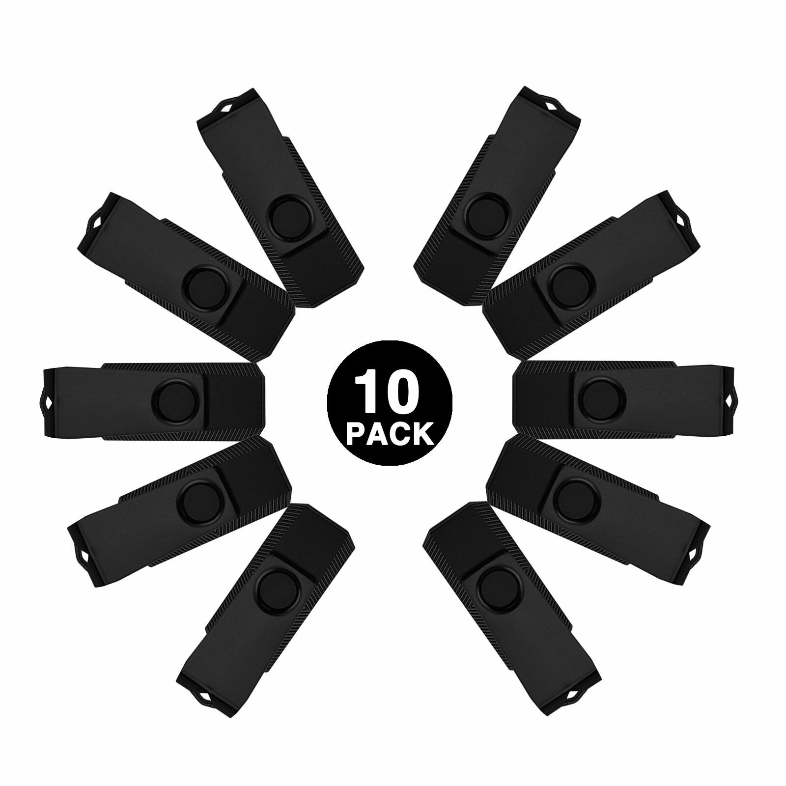 10 Pack Bulk Flash Drives USB 2.0 Metal Flash Memory Sticks Swivel Thumb Drive