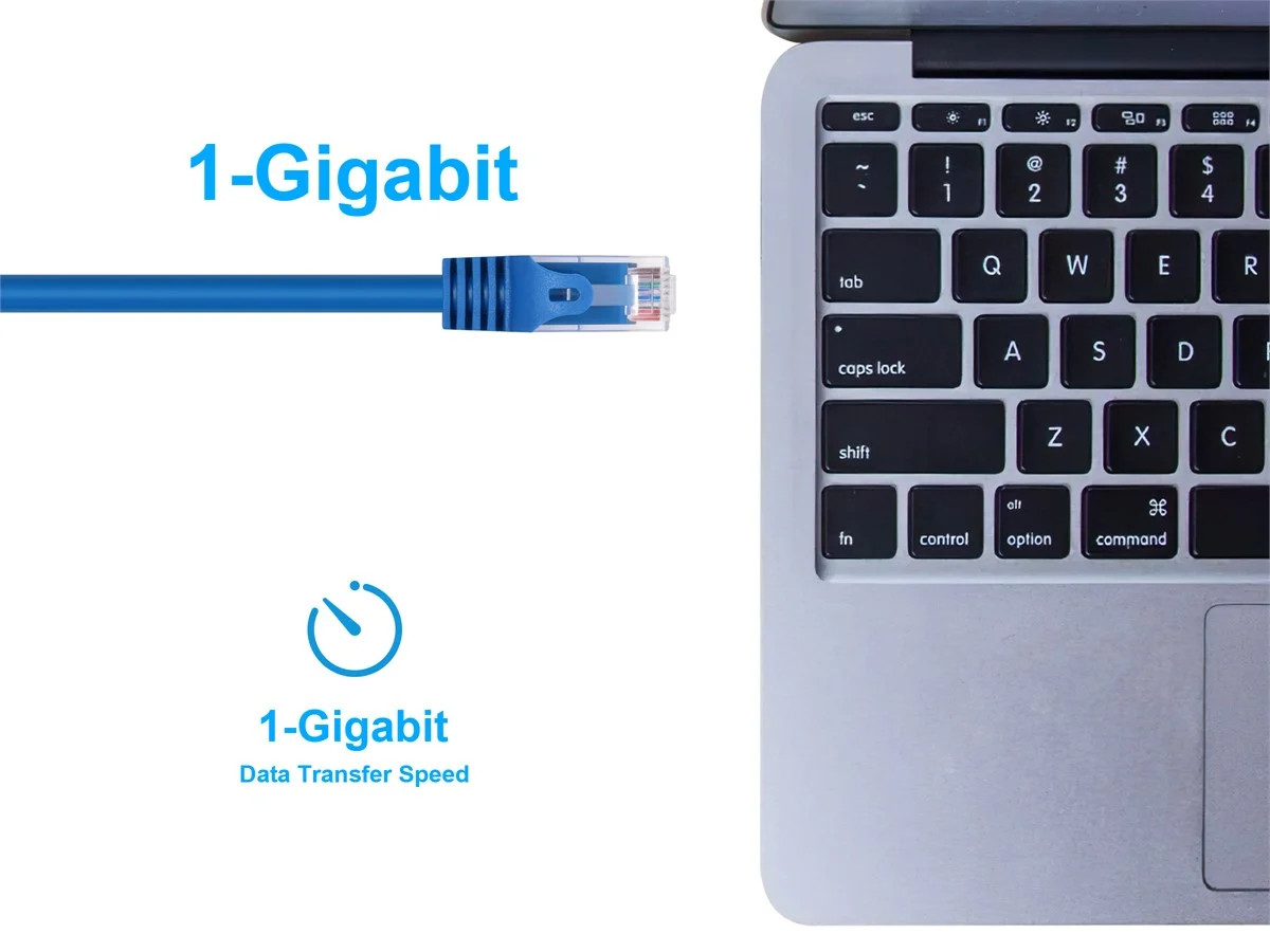 Flexboot Cat5e Ethernet Patch Cable RJ45 Stranded 350Mhz Wire 24AWG 0.5ft Blue