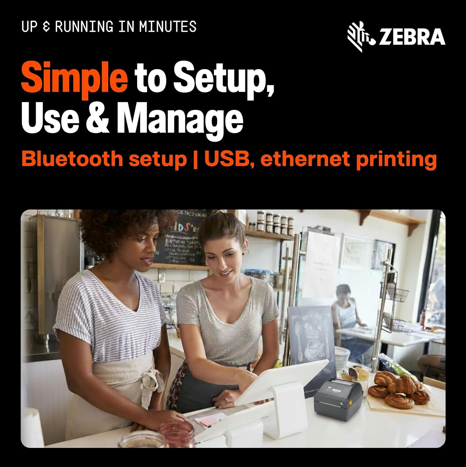 Zebra ZD421 ZD4A042-D01E00EZ Direct Thermal Label Printer USB Ethernet 203dpi