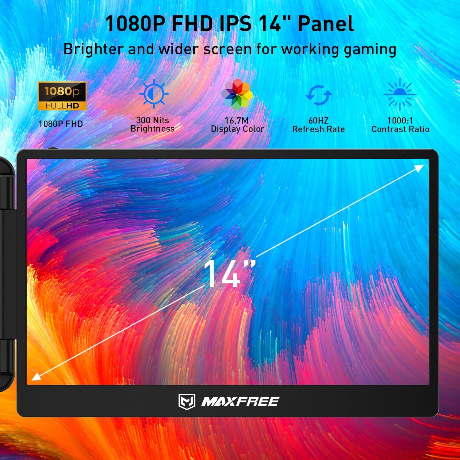 Secondhand Laptop Triple Screen Extender 14″ 1080P for Windows/Mac/Android