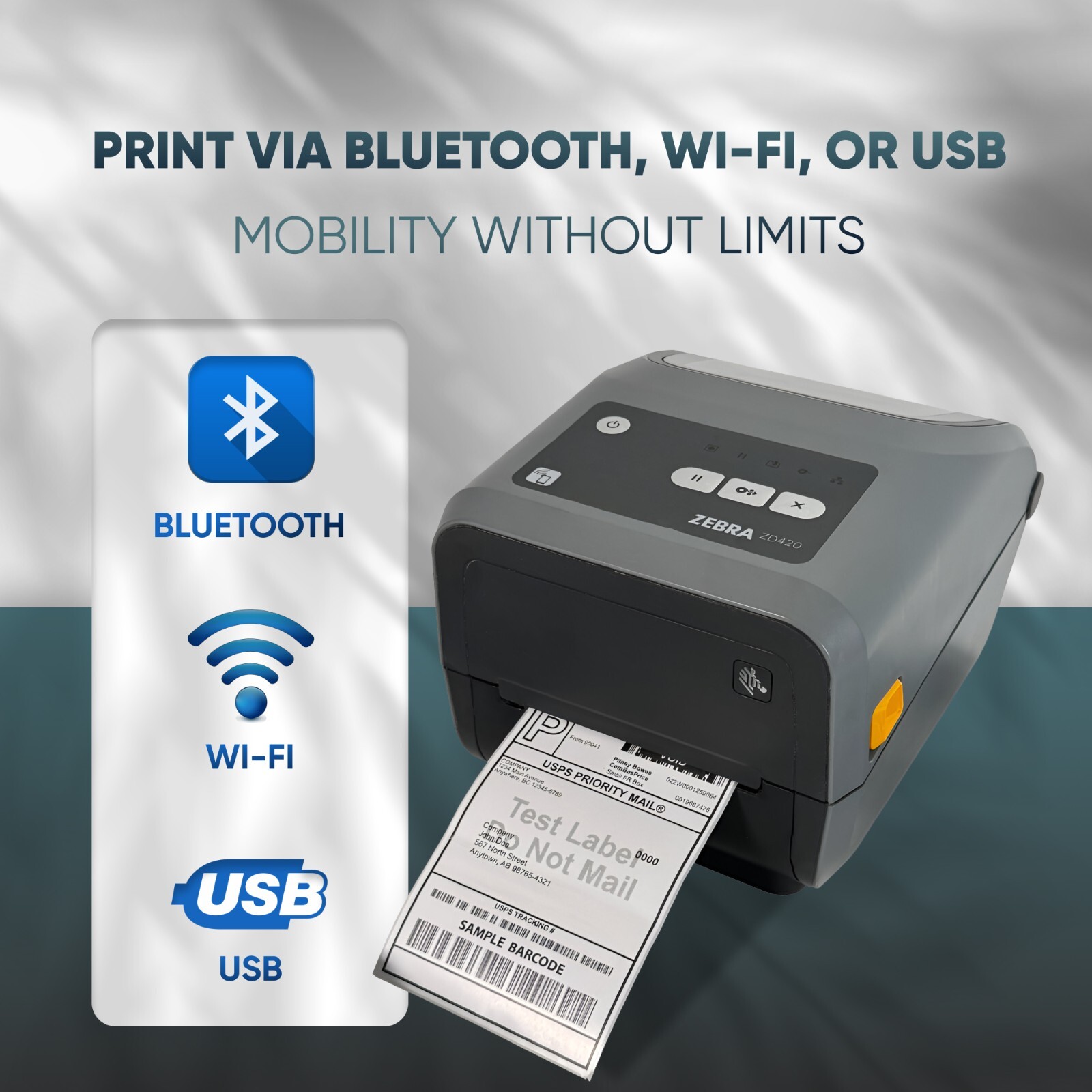 Zebra ZD420 (GK420D Replaces) Compact Thermal Barcode Label Printer USB BT WiFi