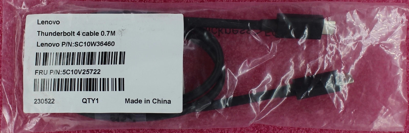 New Lenovo 5C10V25722 Thunderbolt 4 Cable 0.7M 40Gbps 100W 8K Display USB-C