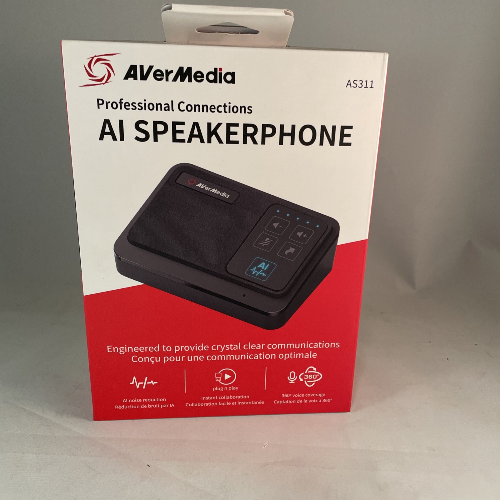 AVerMedia AI Speakerphone AI-Powered Noise Suppression, USB Plug and Play AS311