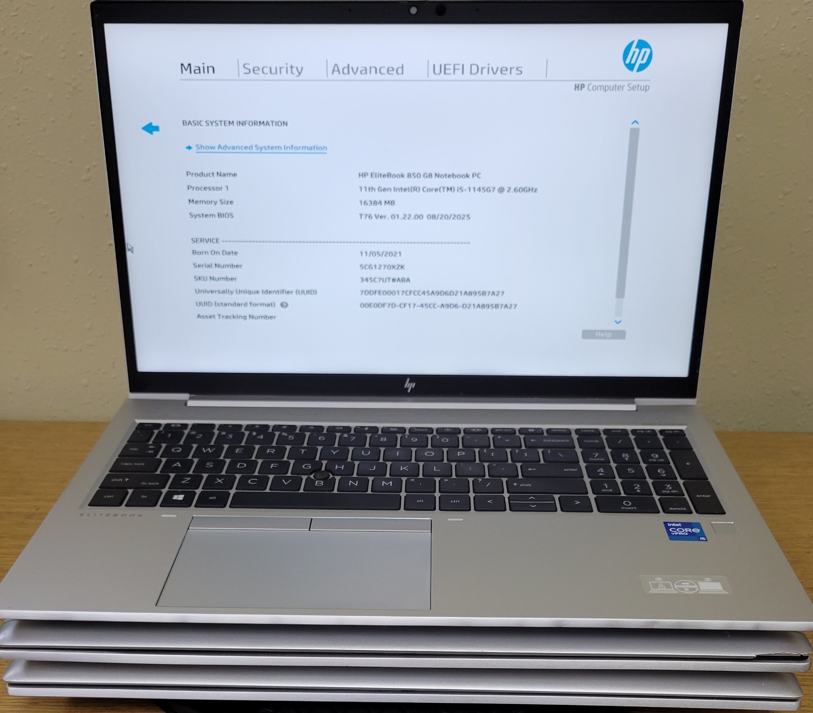 (Lot of 3)HP EliteBook 850 G8 i5-11th Gen 2.4/2.60GHz 16GB No OS/SSD/HDD