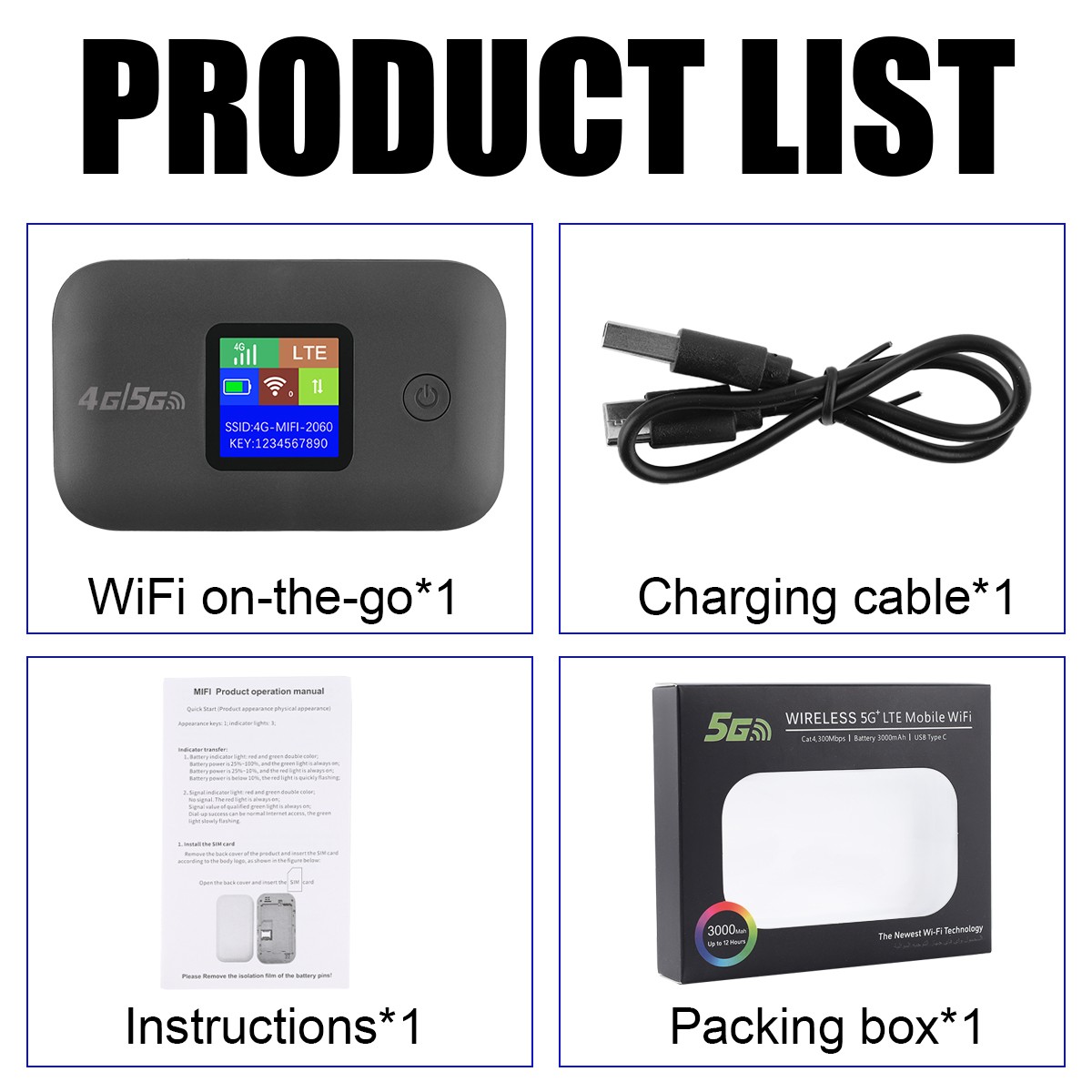 Portable Unlocked 4G LTE Wireless WiFi Router Mobile Broadband MIFI Hotspot USB