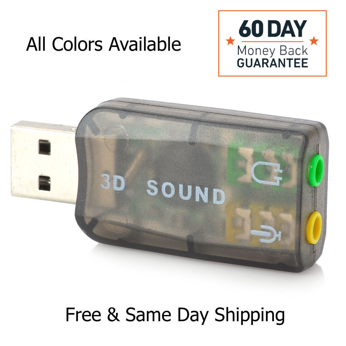5.1 USB to 3.5mm mic headphone Jack Stereo Headset 3D Sound Card Audio Adapter