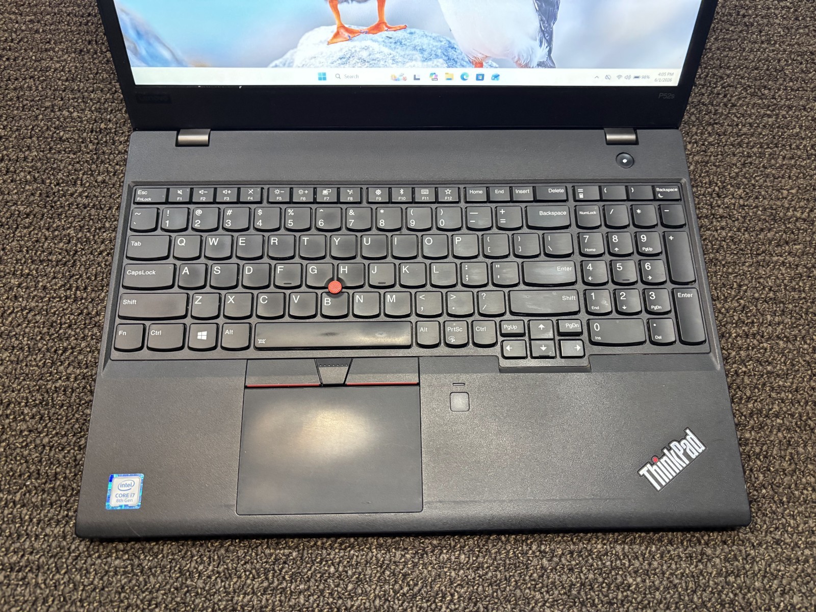 Lenovo P52S 15.6″ (512GB SSD, Intel Core i7 8550U, 1.80GHz, 24GB) Laptop – Black